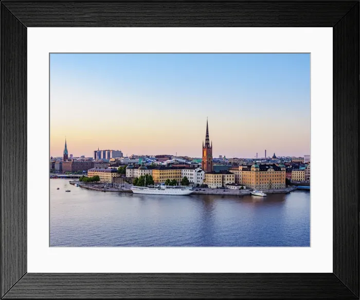 Framed Print : Riddarholmen Island and Gamla Stan at sunset, elevated view, Stockholm, Stockholm County, Sweden Framed Print : Riddarholmen Island and Gamla Stan at sunset, elevated view, Stockholm, Stockholm County, Sweden