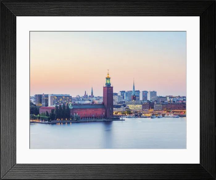 Framed Print : View towards the City Hall, dusk, Stockholm, Stockholm County, Sweden Framed Print : View towards the City Hall, dusk, Stockholm, Stockholm County, Sweden