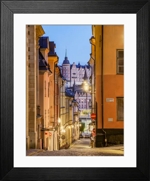 Framed Print : Tyska brinken street at dusk, Gamla Stan, Stockholm, Stockholm County, Sweden Framed Print : Tyska brinken street at dusk, Gamla Stan, Stockholm, Stockholm County, Sweden