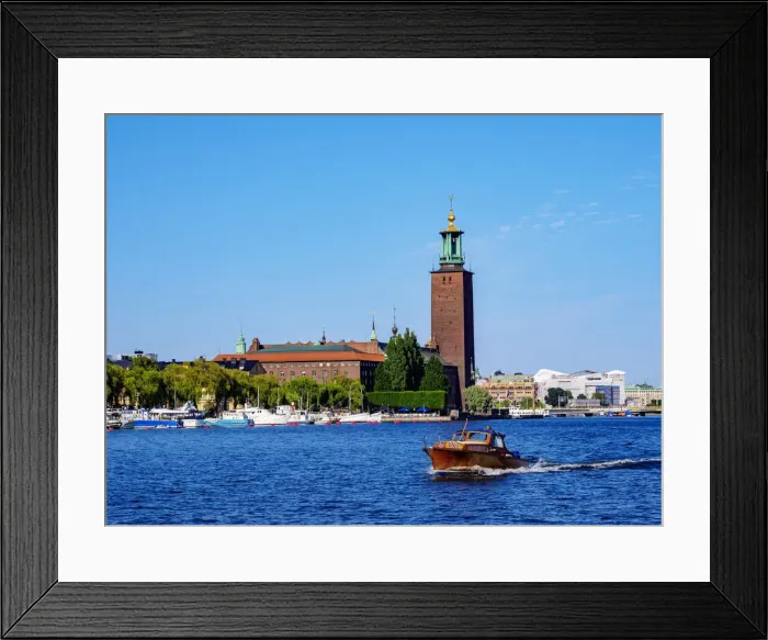 Framed Print : View towards the City Hall, Stockholm, Stockholm County, Sweden