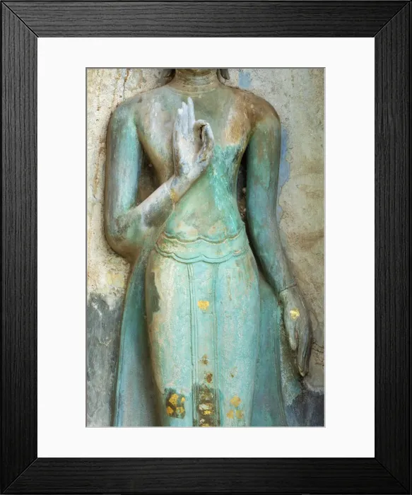 Framed Print : Thailand, Phra Nakhon Si Ayutthaya, Ayutthaya, Wat Mahathat, close-up detail of Buddha. UNESCO World Heritage site