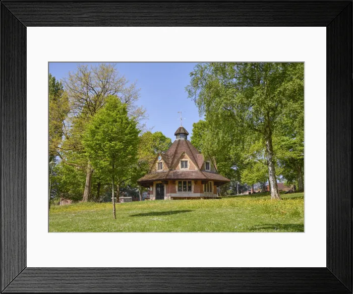 Framed Print : UK, England, West Midlands, Birmingham, Bournville, Bournville village green, The Rest House, erected to commemorate the Silver Wedding of Mr & Mrs George Cadbury by the employees of Cadbury Brothers Ltd Framed Print : UK, England, West Midlands, Birmingham, Bournville, Bournville village green, The Rest House, erected to commemorate the Silver Wedding of Mr & Mrs George Cadbury by the employees of Cadbury Brothers Ltd