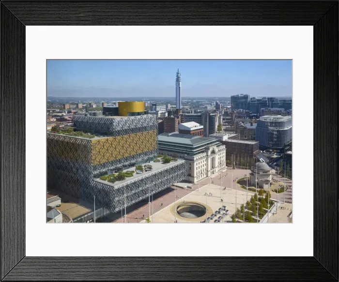 Framed Print : UK, England, West Midlands, Birmingham, View of Birmingham libary and Centenary Square Framed Print : UK, England, West Midlands, Birmingham, View of Birmingham libary and Centenary Square
