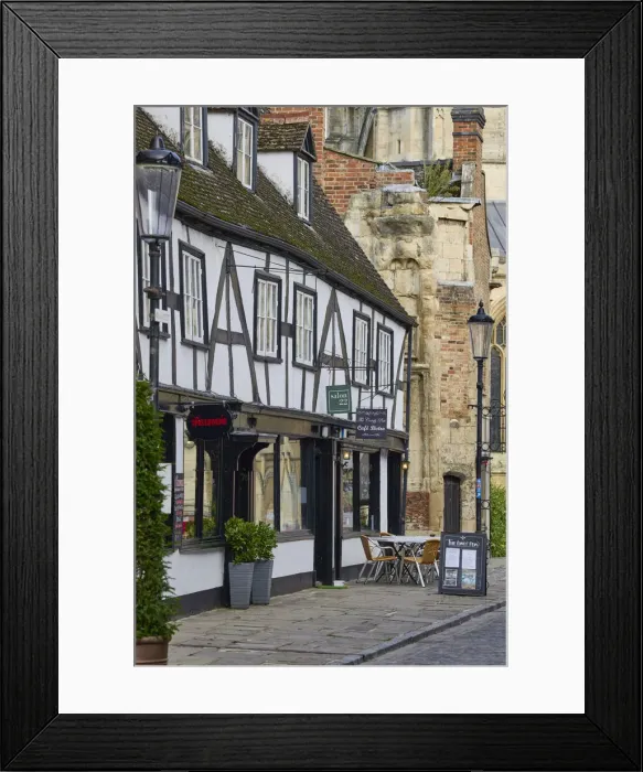 Framed Print : UK, England, Gloucestershire, Gloucester, The Comfy Pew Cafe Bistro and Gloucester Cathedral Framed Print : UK, England, Gloucestershire, Gloucester, The Comfy Pew Cafe Bistro and Gloucester Cathedral