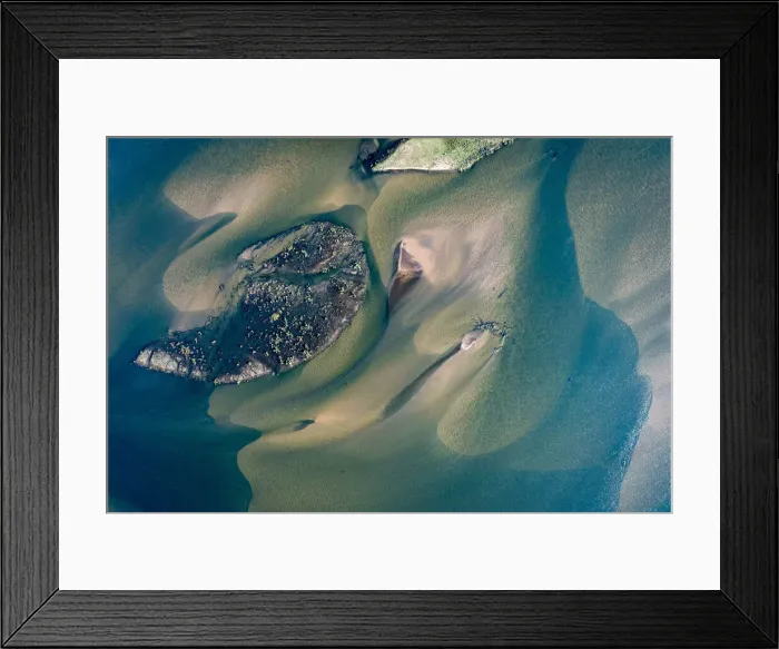 Framed Print : Aerial of low lying islands in the Zambezi River, Lower Zambezi National Park, Zambia