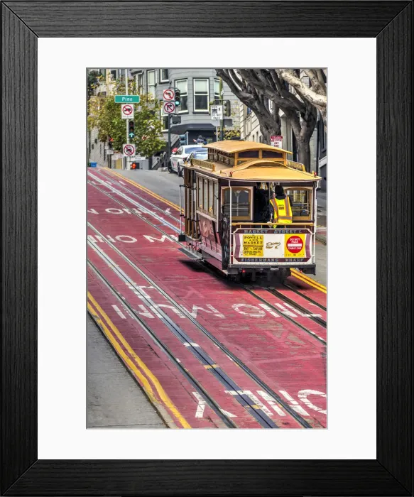 Framed Print : Powell and Market line cable car climbing a steep street, San Francisco, California, USA Framed Print : Powell and Market line cable car climbing a steep street, San Francisco, California, USA