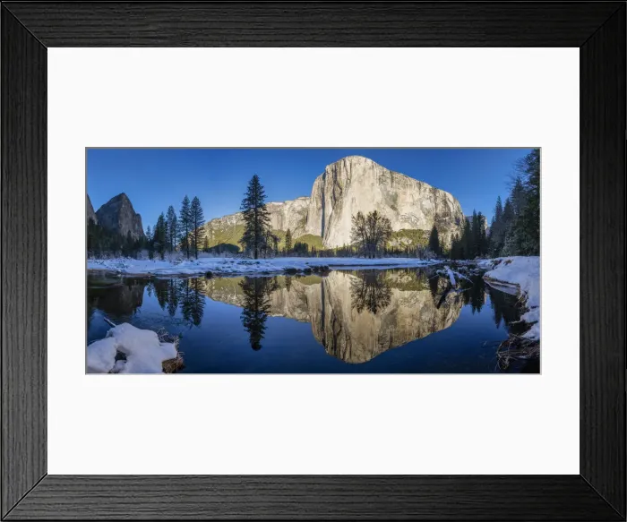 Framed Print : El Capitan Reflecting in Merced River in Winter, Yosemite National Park, California, USA Framed Print : El Capitan Reflecting in Merced River in Winter, Yosemite National Park, California, USA