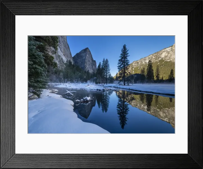 Framed Print : Merced River Reflections in Winter, Yosemite National Park, California, USA Framed Print : Merced River Reflections in Winter, Yosemite National Park, California, USA
