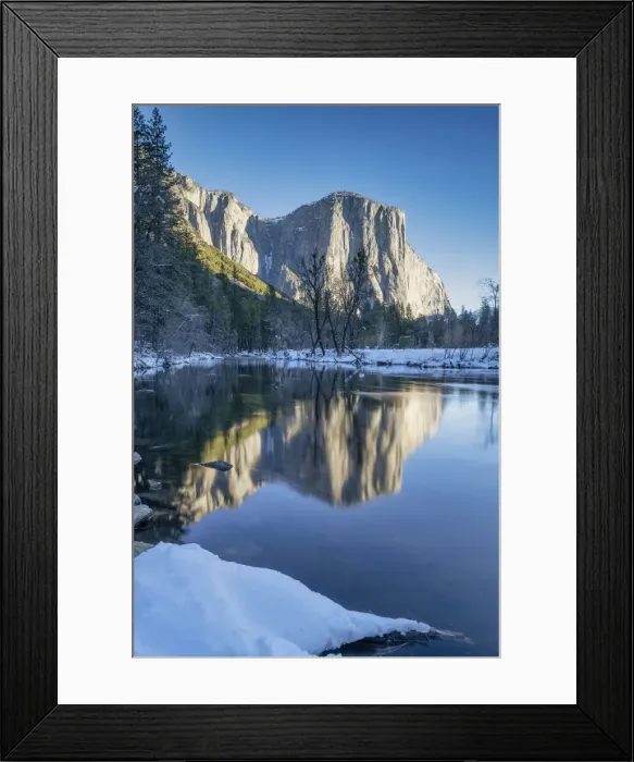 Framed Print : El Capitan Reflecting in Merced River in Winter, Yosemite National Park, California, USA Framed Print : El Capitan Reflecting in Merced River in Winter, Yosemite National Park, California, USA