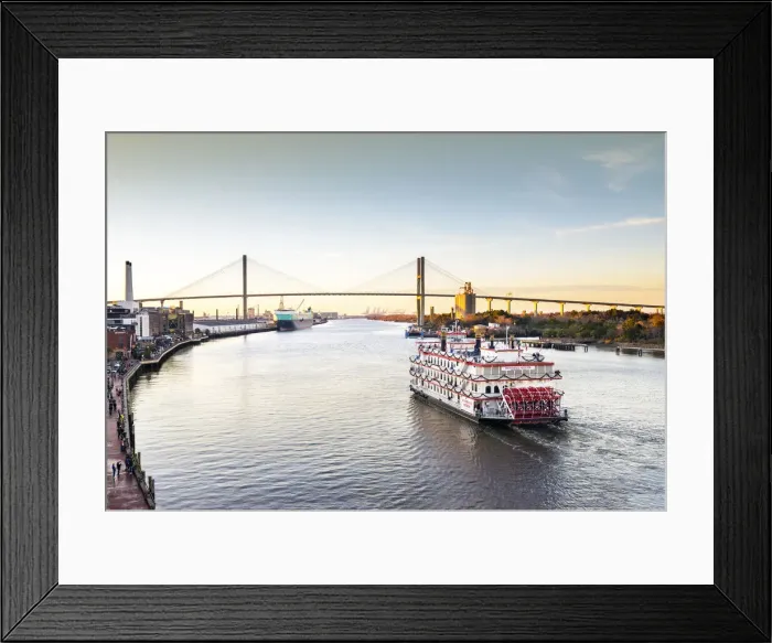 Framed Print : Georgia, Savannah, Riverboat, Riverfront, Talmadge Memorial Bridge, Savannah River Framed Print : Georgia, Savannah, Riverboat, Riverfront, Talmadge Memorial Bridge, Savannah River
