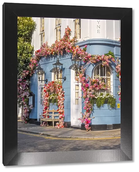 Pub decorated with flowers, Chelsea, London, England, UK