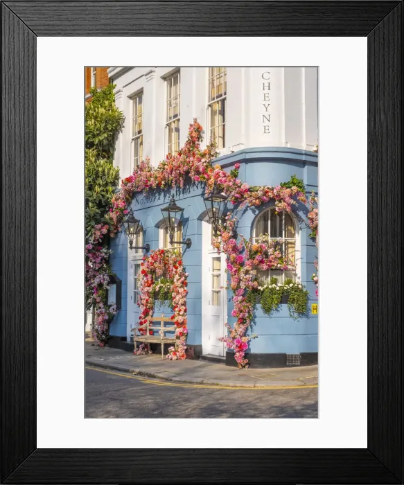 Framed Print : Pub decorated with flowers, Chelsea, London, England, UK Framed Print : Pub decorated with flowers, Chelsea, London, England, UK