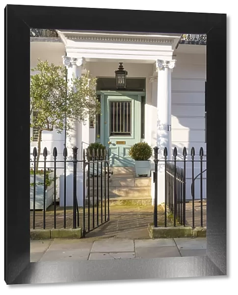 Doorway and porch, South Kensington, London, England, UK