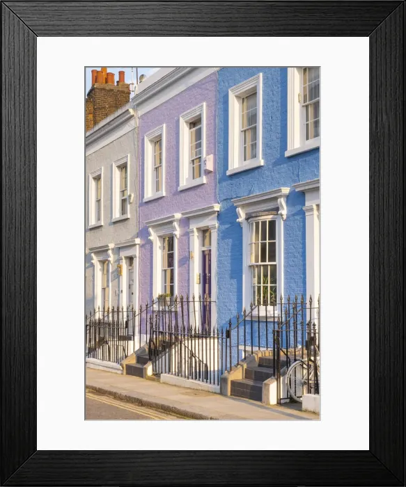 Framed Print : Colourful terraced houses, Kensington, London, England, UK Framed Print : Colourful terraced houses, Kensington, London, England, UK
