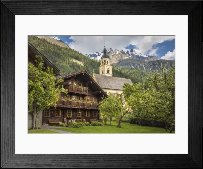 Framed Print : Old farmhouse and pilgrimage church of Maria Schnee in Obermauern in Virgental, East Tyrol, Tyrol, Austria Framed Print : Old farmhouse and pilgrimage church of Maria Schnee in Obermauern in Virgental, East Tyrol, Tyrol, Austria