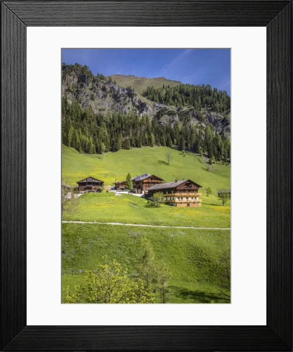 Framed Print : Historical mountain farms in Kalkstein in Villgratental, East Tyrol, Tyrol, Austria Framed Print : Historical mountain farms in Kalkstein in Villgratental, East Tyrol, Tyrol, Austria