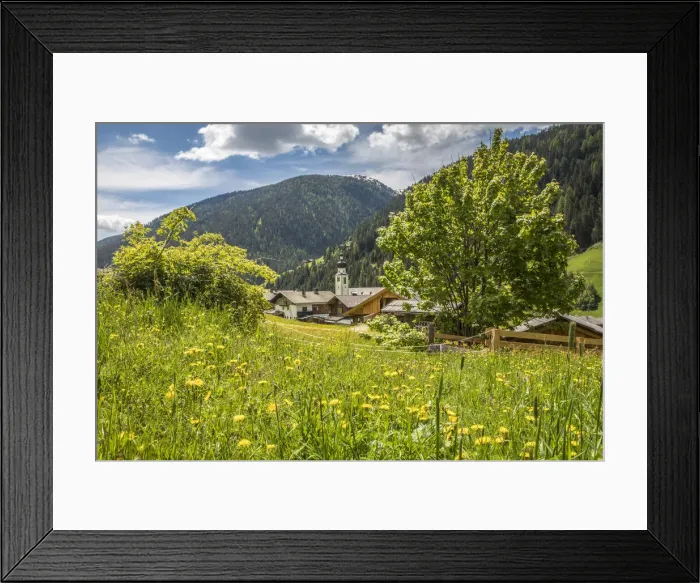 Framed Print : Summer meadow and view of Innervillgraten in Villgratental, East Tyrol, Tyrol, Austria Framed Print : Summer meadow and view of Innervillgraten in Villgratental, East Tyrol, Tyrol, Austria
