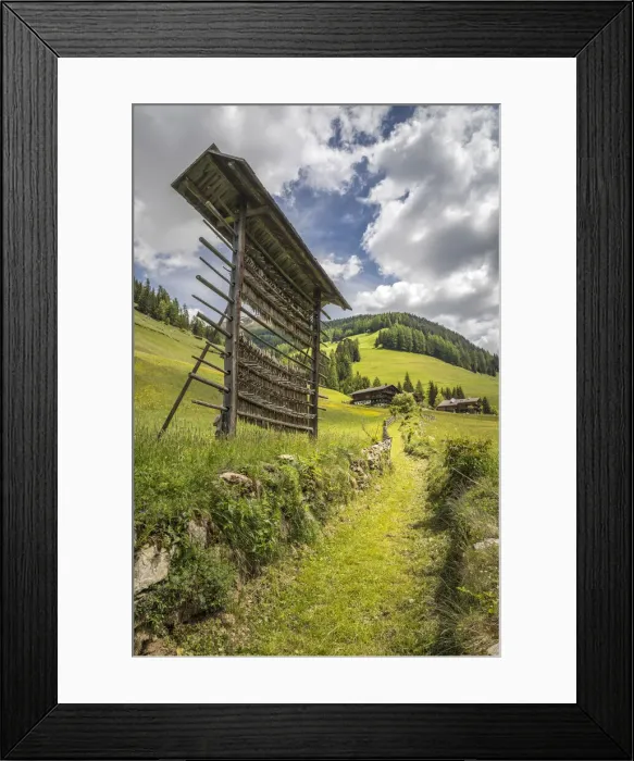 Framed Print : Historical hayrack at Hohlweg Gasse above Innervillgraten in Villgratental, East Tyrol, Tyrol, Austria Framed Print : Historical hayrack at Hohlweg Gasse above Innervillgraten in Villgratental, East Tyrol, Tyrol, Austria