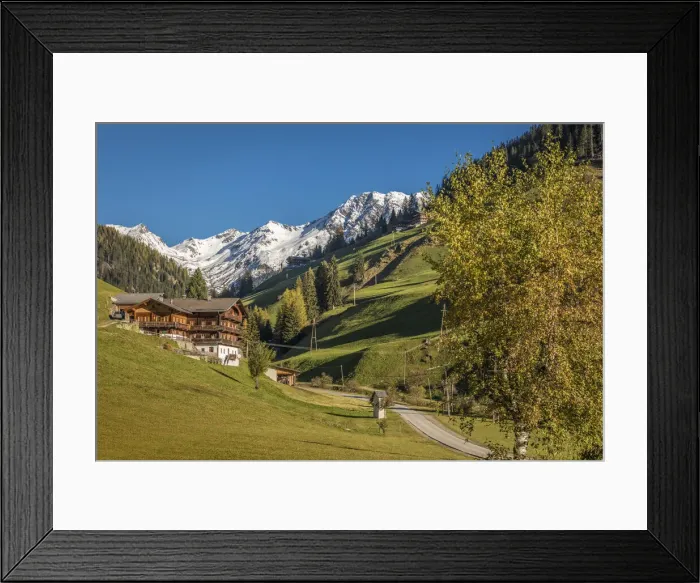 Framed Print : Old mountain farms in the rear Villgratental at the entrance to the Arntal valley, East Tyrol, Tyrol, Austria Framed Print : Old mountain farms in the rear Villgratental at the entrance to the Arntal valley, East Tyrol, Tyrol, Austria