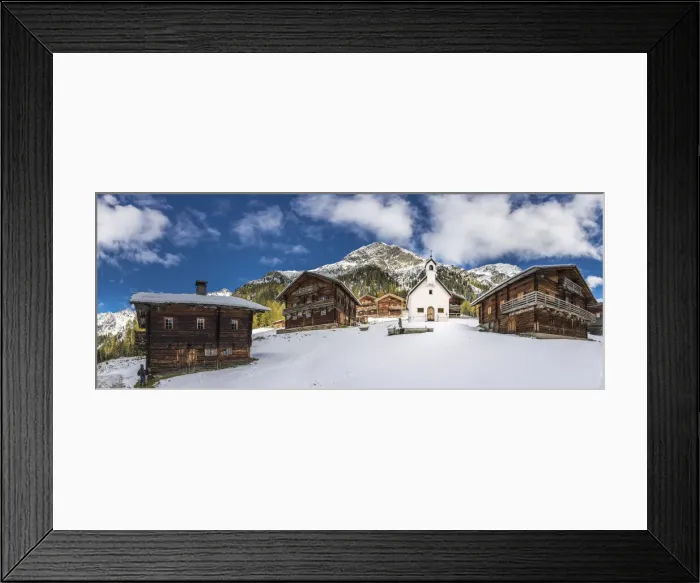 Framed Print : Oberalleralm (1, 870 m) with Guardian Angel Chapel in rear Villgratental, East Tyrol, Tyrol, Austria