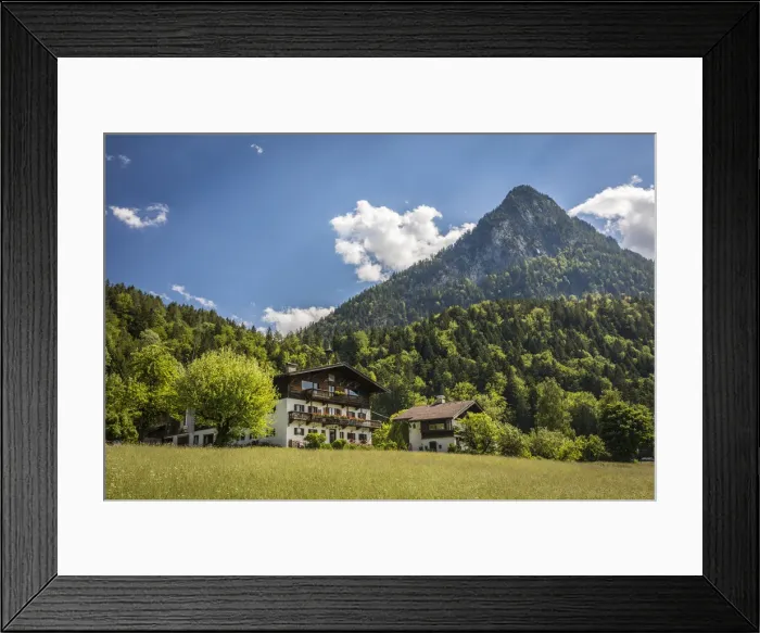 Framed Print : Traditional inn at Lake Thiersee with a view of the Pendling (1, 563 m), Breiten, Tyrol, Austria Framed Print : Traditional inn at Lake Thiersee with a view of the Pendling (1, 563 m), Breiten, Tyrol, Austria