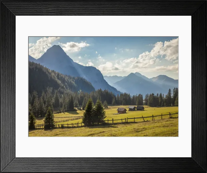 Framed Print : Gaistal valley overlooking the Mieminger mountain range, Ehrwald in Tirol, Tyrol, Austria Framed Print : Gaistal valley overlooking the Mieminger mountain range, Ehrwald in Tirol, Tyrol, Austria