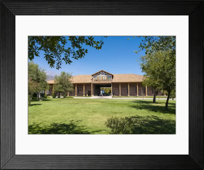 Framed Print : Facade of El Principal winery on sunny day, Pirque, Maipo Valley, Cordillera Province, Santiago Metropolitan Region, Chile Framed Print : Facade of El Principal winery on sunny day, Pirque, Maipo Valley, Cordillera Province, Santiago Metropolitan Region, Chile