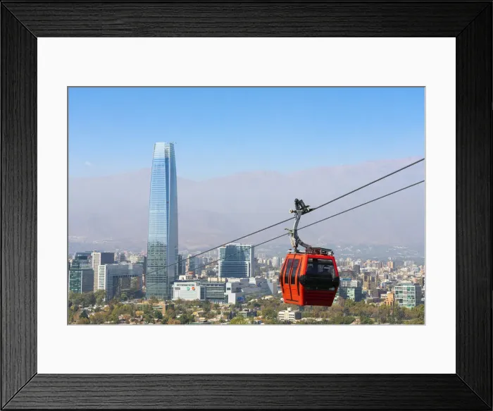 Framed Print : Cable car with Gran Torre Santiago in background, Santiago Metropolitan Park, San Cristobal Hill, Providencia, Santiago, Santiago Province, Santiago Metropolitan Region, Chile Framed Print : Cable car with Gran Torre Santiago in background, Santiago Metropolitan Park, San Cristobal Hill, Providencia, Santiago, Santiago Province, Santiago Metropolitan Region, Chile