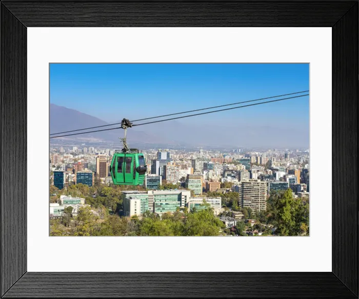 Framed Print : Cable car to Santiago Metropolitan Park, San Cristobal Hill, Providencia, Santiago, Santiago Province, Santiago Metropolitan Region, Chile Framed Print : Cable car to Santiago Metropolitan Park, San Cristobal Hill, Providencia, Santiago, Santiago Province, Santiago Metropolitan Region, Chile