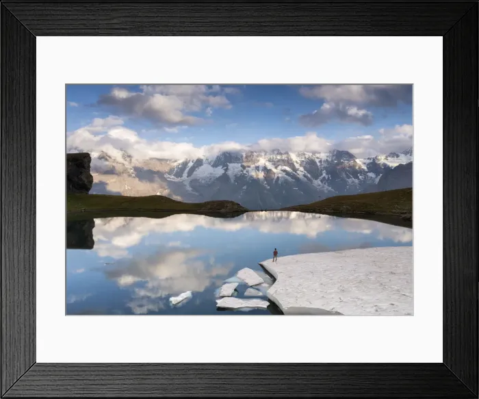 Framed Print : Jungfrau Group at Grauseeli lake, Murren, Lauterbrunnen, Switzerland (MR)