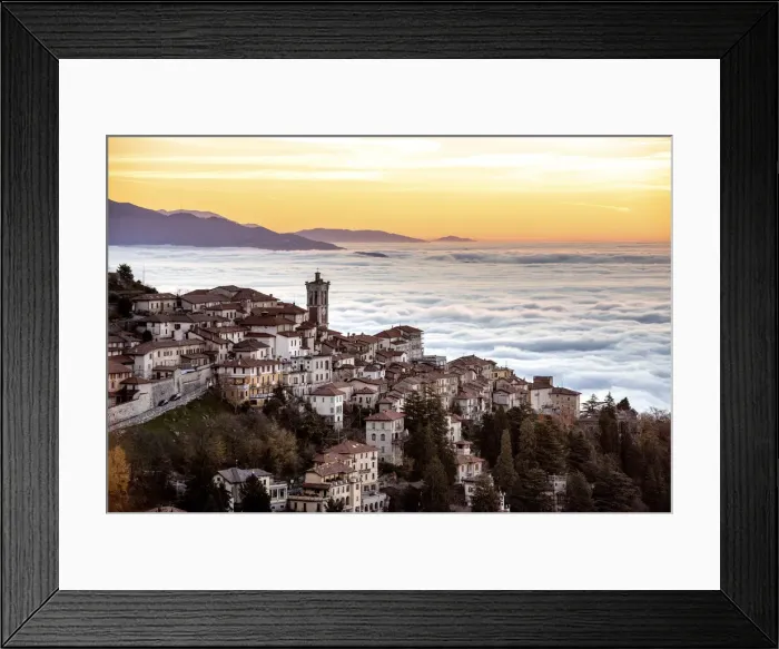 Framed Print : Sacro Monte of Varese an in background the sea of fog during sunrise, Varese, Lombardy, Italy Framed Print : Sacro Monte of Varese an in background the sea of fog during sunrise, Varese, Lombardy, Italy