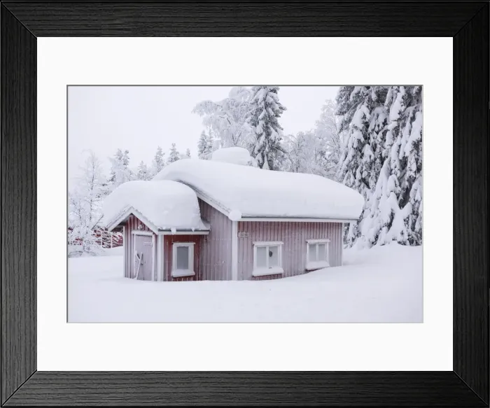 Framed Print : Typical wood chalet of Finland, Muonio, Lapland, Finland Framed Print : Typical wood chalet of Finland, Muonio, Lapland, Finland