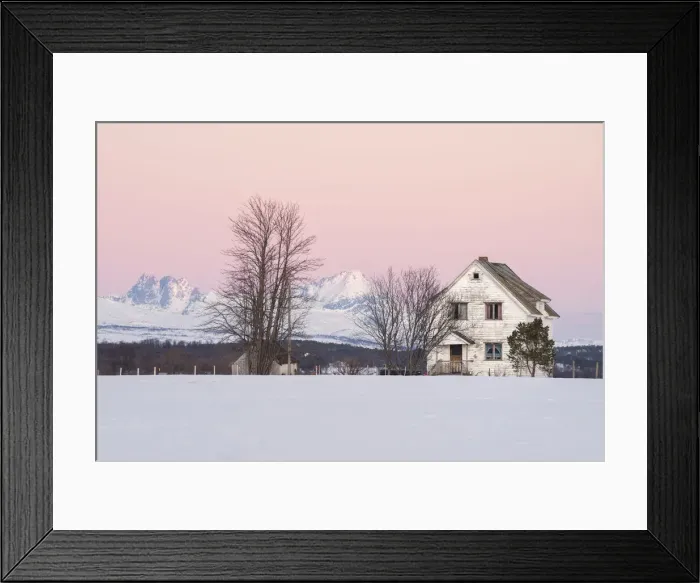 Framed Print : Typical farmer houses near Tromso, Troms county, Norway Framed Print : Typical farmer houses near Tromso, Troms county, Norway