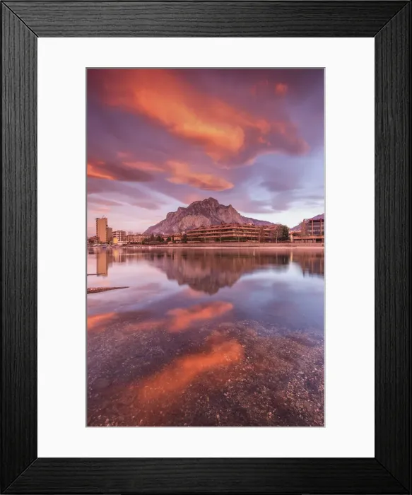 Framed Print : Sunrise on Lecco mountains (Coltignone) reflected into the Adda River, Lecco city, lake Como, Lombardy, Italy Framed Print : Sunrise on Lecco mountains (Coltignone) reflected into the Adda River, Lecco city, lake Como, Lombardy, Italy