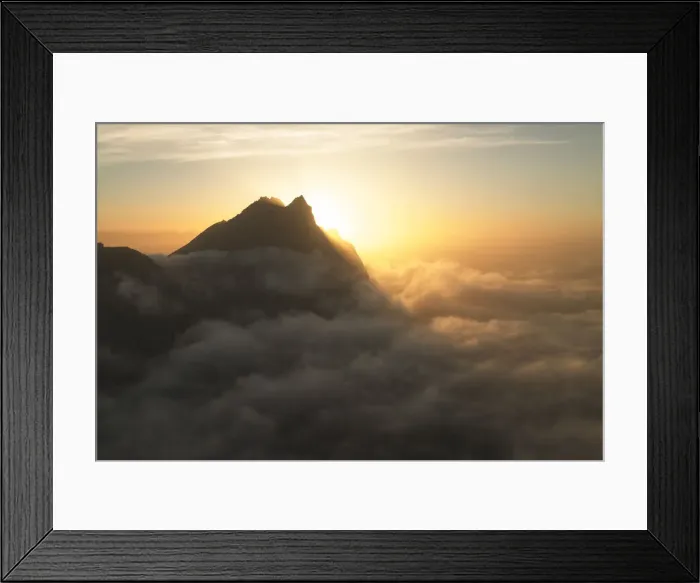 Framed Print : aerial view taken by drone of Vestrahorn mountain, during a summer sunrise, Stokksnes, Hofn, Eastern Iceland, Iceland