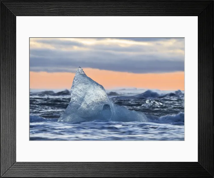 Framed Print : a block of ice at Diamond Beach taken during a winter sunset, Jokusarlon Glacier Lagoon, Austurland, Iceland Framed Print : a block of ice at Diamond Beach taken during a winter sunset, Jokusarlon Glacier Lagoon, Austurland, Iceland