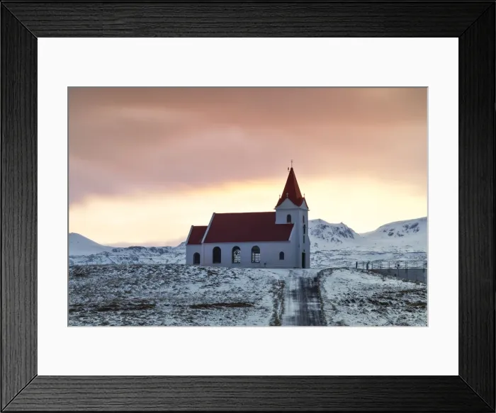 Framed Print : Ingjaldsholl church, Snaefells Peninsula, Vesturland, Iceland Framed Print : Ingjaldsholl church, Snaefells Peninsula, Vesturland, Iceland