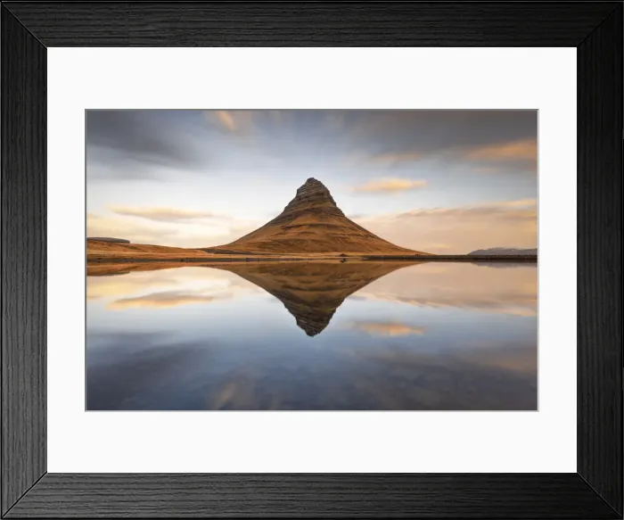 Framed Print : Kirkjufell mount reflected in a little lagoon during a winter sunrise, Snaefells Peninsula, Vesturland, Iceland Framed Print : Kirkjufell mount reflected in a little lagoon during a winter sunrise, Snaefells Peninsula, Vesturland, Iceland