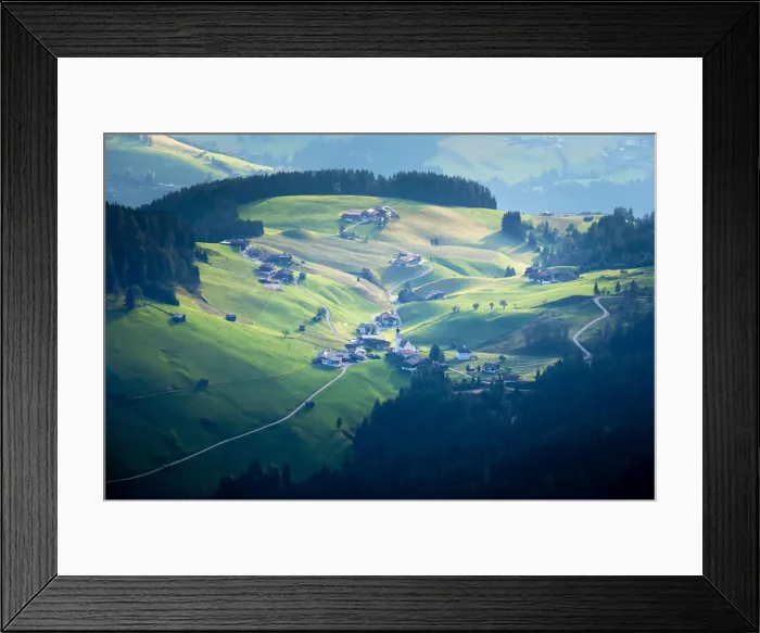 Framed Print : The little village of Thierbach as seen from Gratlspitze Mountain, Kufstein district, Innsbruck Land, Tyrol, Austria Framed Print : The little village of Thierbach as seen from Gratlspitze Mountain, Kufstein district, Innsbruck Land, Tyrol, Austria