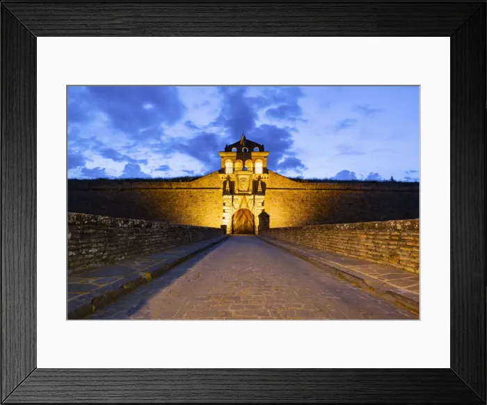 Framed Print : The entrance of Citadel of Jaca Castle by night. Jaca, Aragon region, Spain Framed Print : The entrance of Citadel of Jaca Castle by night. Jaca, Aragon region, Spain
