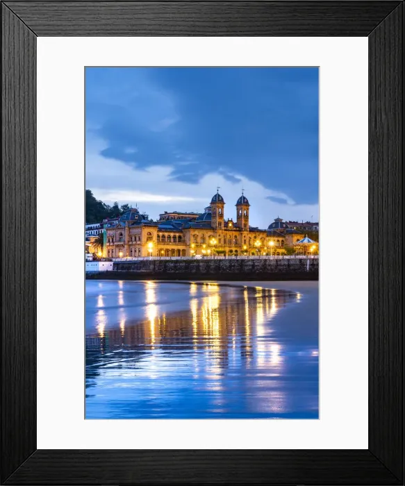 Framed Print : Bahia de la Concha and city Hall by night. San Sebastian, Cantabrian region, Basque Country, Spain Framed Print : Bahia de la Concha and city Hall by night. San Sebastian, Cantabrian region, Basque Country, Spain