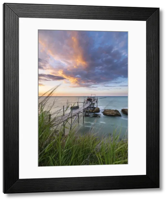 Framed Print : Trabocchi Coast: Trabocco Punta Torre at sunset (Fossocesia, province of Chieti, Abruzzo, Italy)
