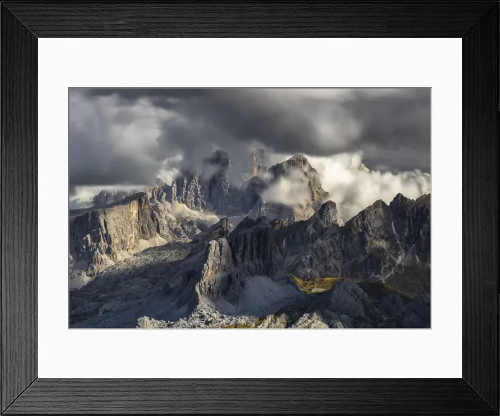 Framed Print : Monte Pelmo Averau and Ra Gusela viewed from Lagazuoi during summer, Dolomiti di Zoldo, Belluno, Veneto, Italy