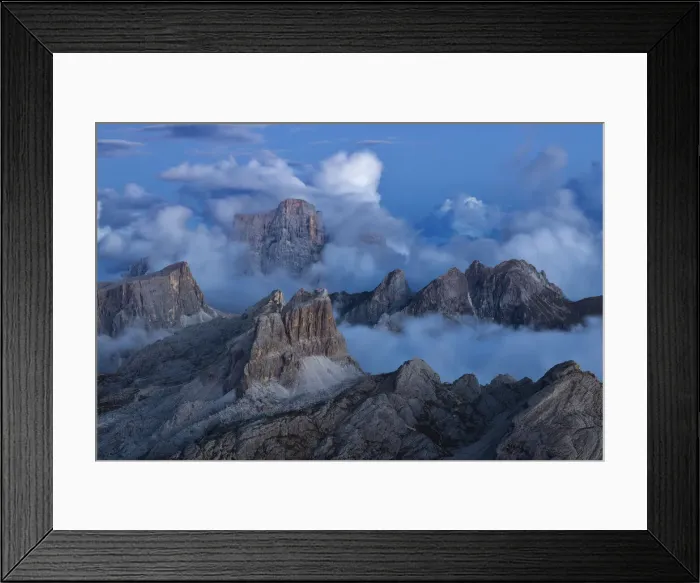 Framed Print : Monte Pelmo Averau and Ra Gusela at dusk viewed from Lagazuoi during summer, Dolomiti di Zoldo, Belluno, Veneto, Italy Framed Print : Monte Pelmo Averau and Ra Gusela at dusk viewed from Lagazuoi during summer, Dolomiti di Zoldo, Belluno, Veneto, Italy