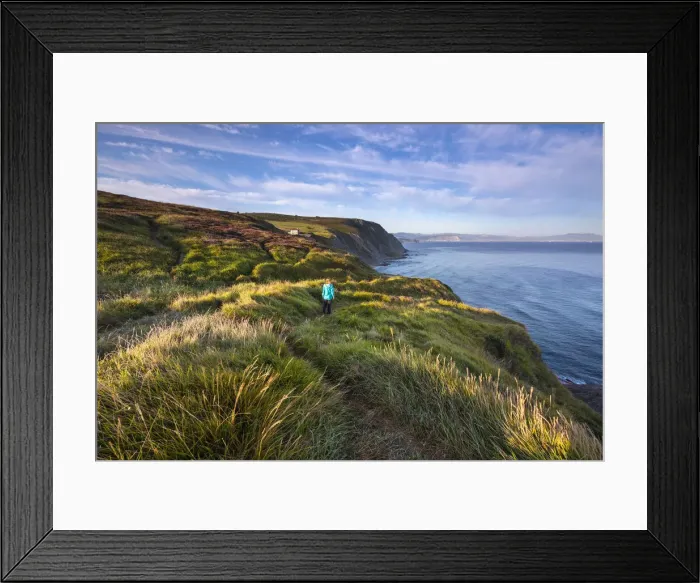 Framed Print : A woman walks over the cliff of the beach Barrika Hondartza, Biscaglia, Basque Country, Spain (MR) Framed Print : A woman walks over the cliff of the beach Barrika Hondartza, Biscaglia, Basque Country, Spain (MR)
