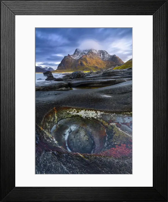 Framed Print : DragonÔÇÜAos eye at Uttakleiv beach at sunset, Leknes, Vestvagoy, Lofoten, Nordland, Norway, Scandinavia, Nothern Europe Framed Print : DragonÔÇÜAos eye at Uttakleiv beach at sunset, Leknes, Vestvagoy, Lofoten, Nordland, Norway, Scandinavia, Nothern Europe