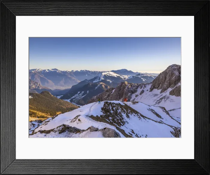 Framed Print : A trekker walks from Citt di Clusone Bivouac, Castione della Pesolana, Prealpi Orobie, Bergamo, Lombardy, Italy (MR) Framed Print : A trekker walks from Citt di Clusone Bivouac, Castione della Pesolana, Prealpi Orobie, Bergamo, Lombardy, Italy (MR)