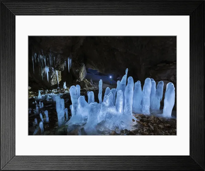 Framed Print : A man at Grotta dei Pagani with illuminated stalactites and stalagmites during night, Castione della Pesolana, Prealpi Orobie, Bergamo, Lombardy, Italy (MR) Framed Print : A man at Grotta dei Pagani with illuminated stalactites and stalagmites during night, Castione della Pesolana, Prealpi Orobie, Bergamo, Lombardy, Italy (MR)