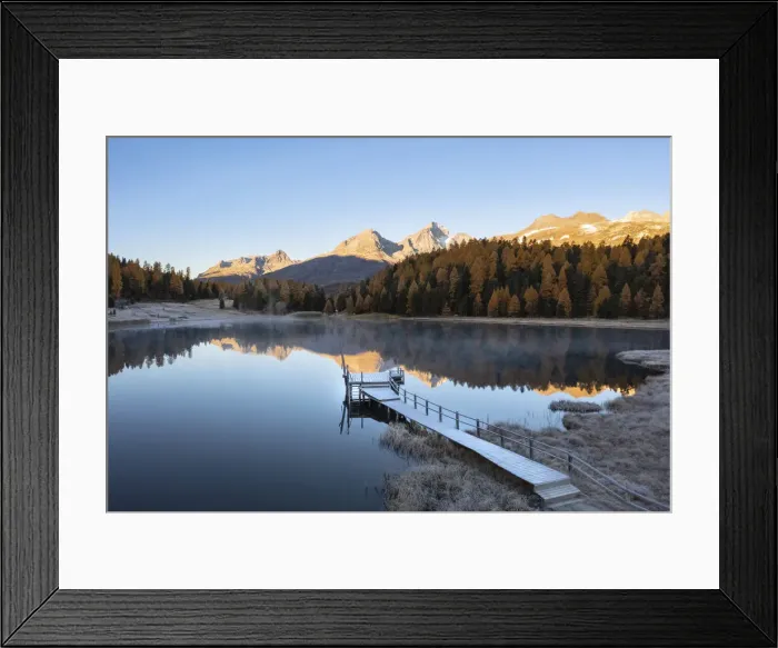 Framed Print : Staz Lake near St. Moritz at dawn. Lej da Staz, St. Moritz, Graubunden, Engadine, Switzerland Framed Print : Staz Lake near St. Moritz at dawn. Lej da Staz, St. Moritz, Graubunden, Engadine, Switzerland