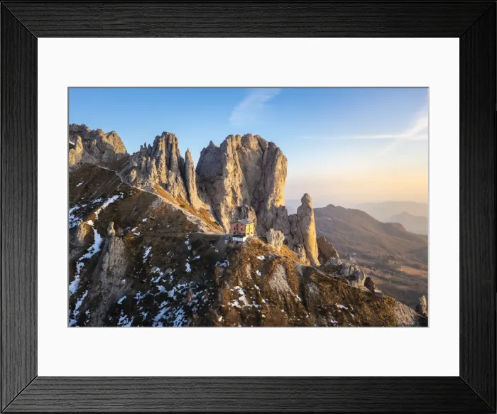 Framed Print : Rifugio Rosalba & Grignetta (Grigna Meridionale) with Torre Cinquantenario and Torre Cecilia at sunset. Piani Resinelli, Lecco, Lombardy, Italy Framed Print : Rifugio Rosalba & Grignetta (Grigna Meridionale) with Torre Cinquantenario and Torre Cecilia at sunset. Piani Resinelli, Lecco, Lombardy, Italy